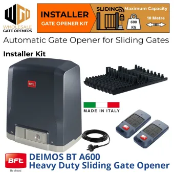 BFT DEIMOS BT A600 Extra Heavy Duty Sliding Gate Automation Kit With Two 4 Channel Remotes and Gear Racks | Italian Made Automatic Electric Sliding Gate Opener for Driveway Sliding Gate Opening and Closing.