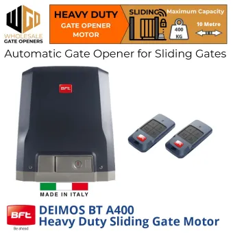 BFT DEIMOS BT A400 Heavy Duty Sliding Gate Automation With Two 4 Channel Remotes (No Gear Racks) | Italian Made Automatic Electric Sliding Gate Opener for Driveway Sliding Gate Opening and Closing.